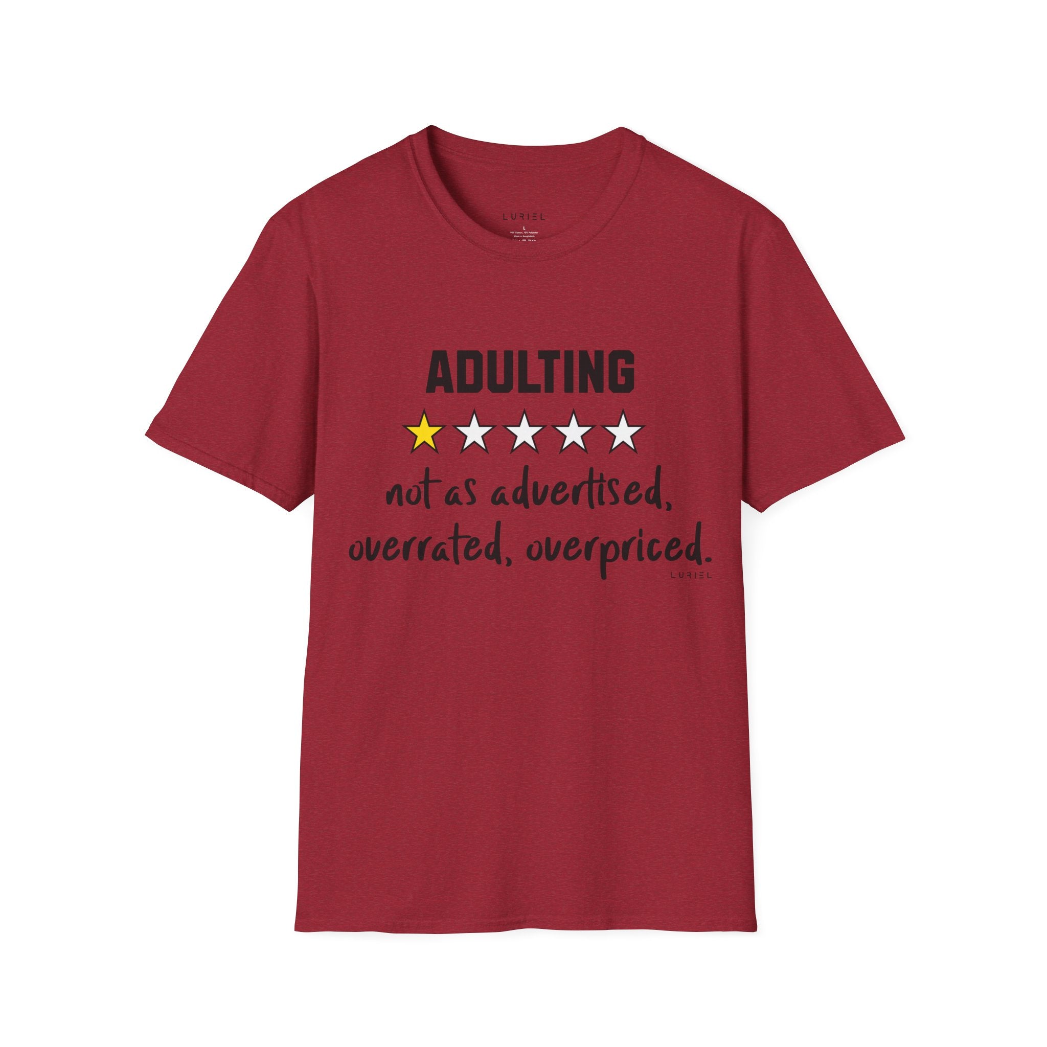 "Adulting: 1-Star Rated — Not As Advertised" T-Shirt