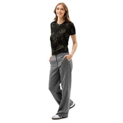 Golden Roses Women’s cotton crew neck t-shirt Golden Roses Women’s cotton crew neck t-shirt