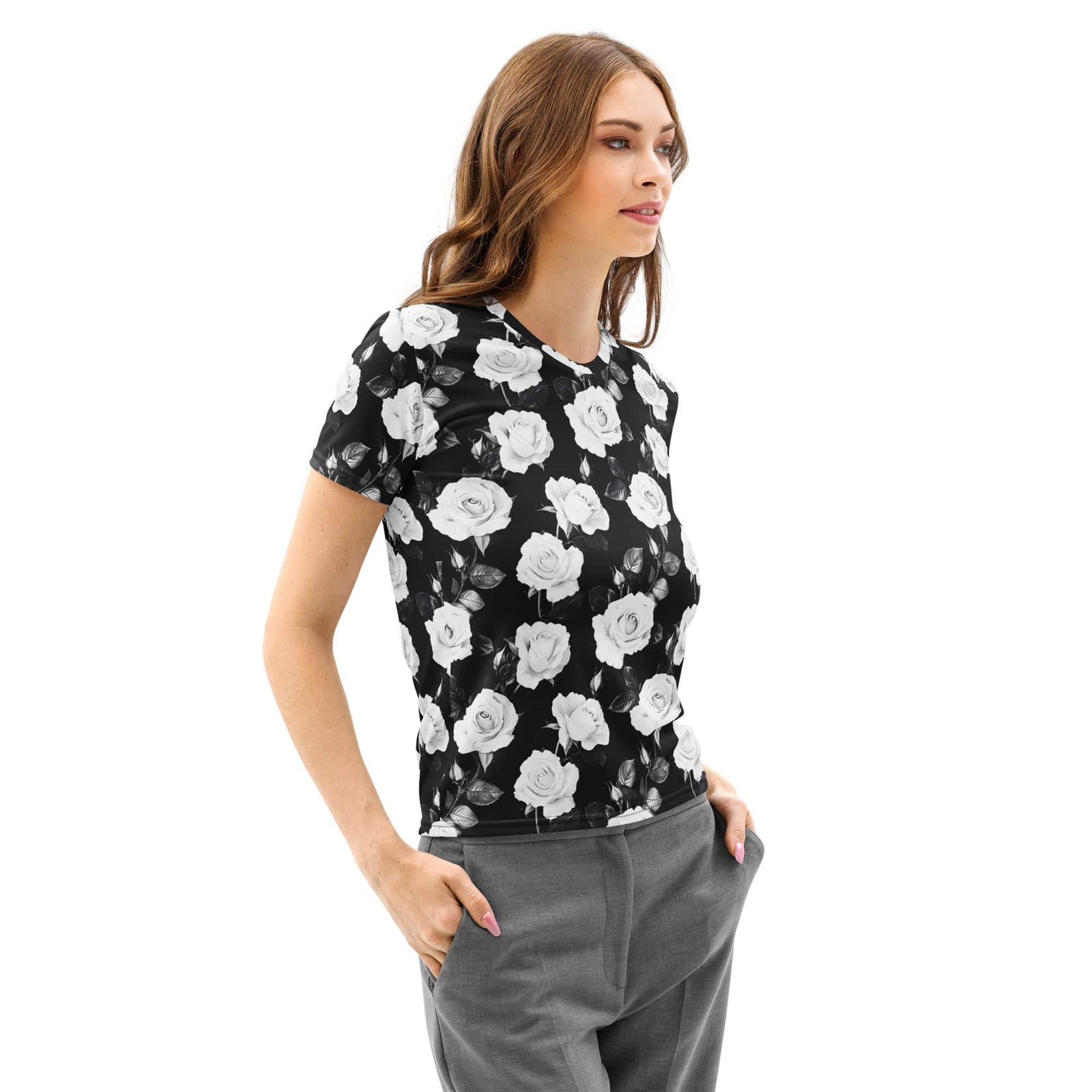 White Roses Women’s cotton crew neck t-shirt White Roses Women’s cotton crew neck t-shirt