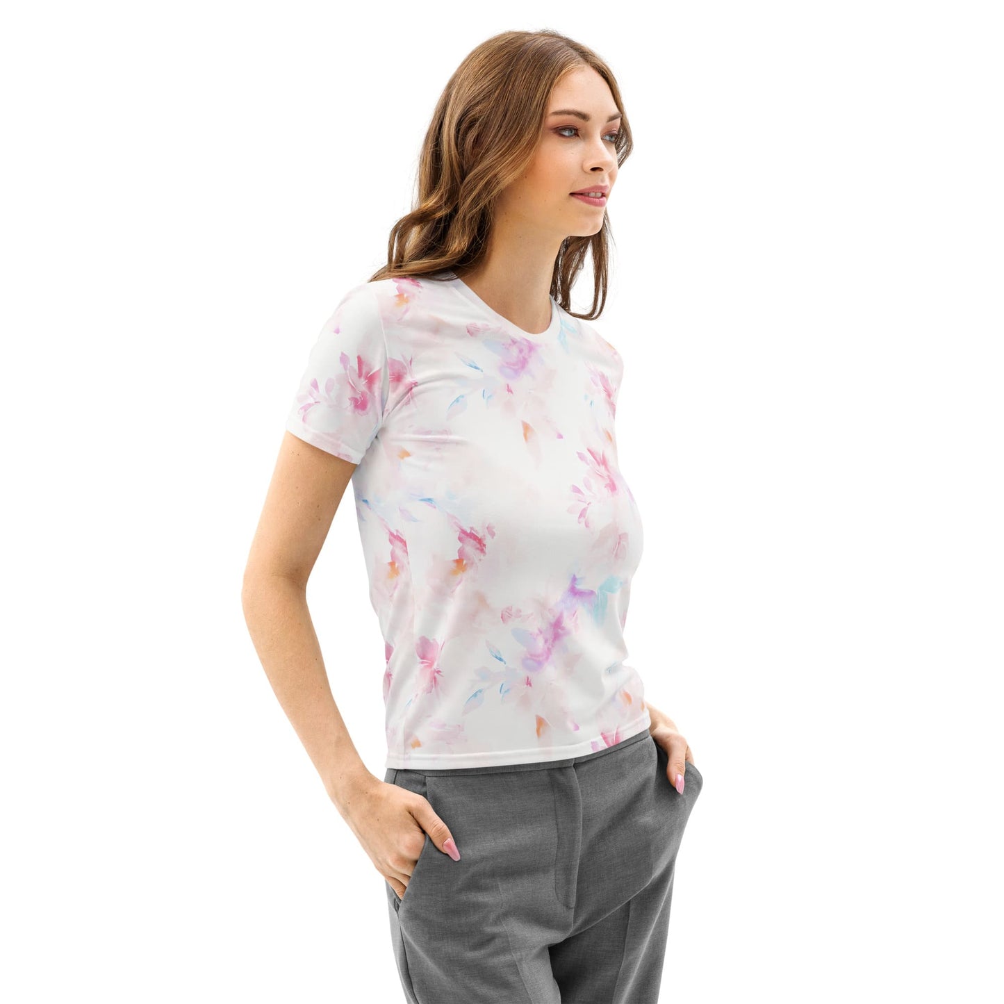 Watercolor Pink Women’s cotton crew neck t-shirt Watercolor Pink Women’s cotton crew neck t-shirt