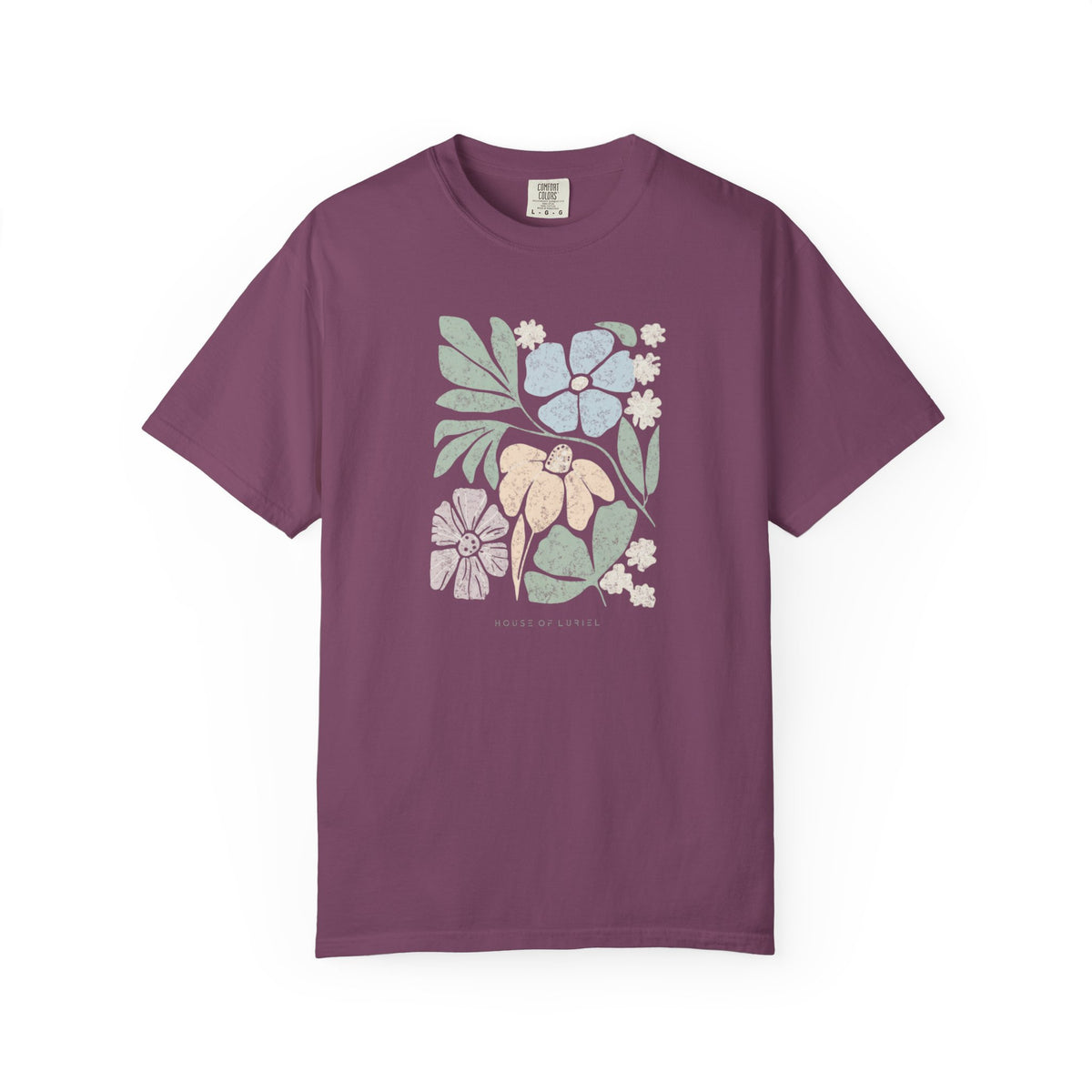T-Shirt Floral Pastel Block Print T-Shirt Floral Pastel Block Print T-Shirt